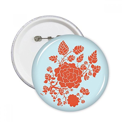 Badge fleur rouge et motif rose : 5 boutons ronds pour vêtements et décoration
