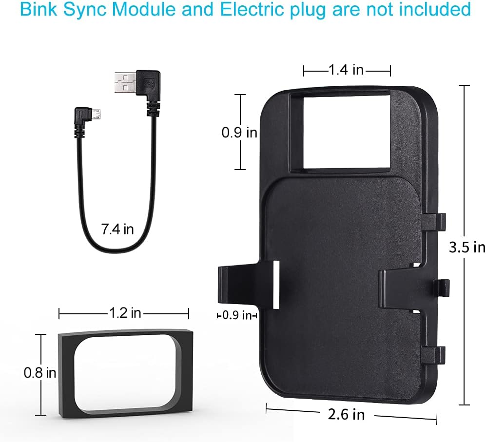 FoMass Outlet Wall Mount for Blink Sync Module 2- Mount Bracket Holder for Blink XT/ XT2 and Blink Outdoor Home Security Camera with Easy Mount Short Cable - Black (Black)