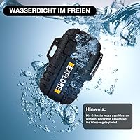 LcFun Lichtbogen Feuerzeug Elektrisch, Wasserdicht Winddicht USB Feuerzeuge Wiederaufladbar, Plasma Feuerzeuge mit Notfall-Pfeife für Camping, Survival Taktische Vatertagsgeschenk Feuerzeug (Schwarz) – Ansicht 3