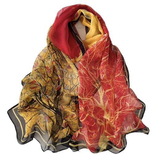 Fashion Chiffon Scarf For Women Ladies Scarves Lightweight, Bicolor Tree Chiffon Scarf Soft Lightweigh