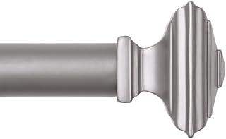 Long Curtain Rod-EUPLAR 1 Inch Antique Silver Curtain Rod with Square Finials, Adjustable Window Drapery Rods 72 to 144 inch for Room Divider, Outdoor, Bedroom and More