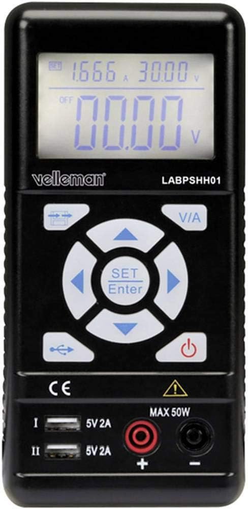 Velleman LABPSHH01 Handheld Switching Mode Lab Power Supply with LCD Display, 240 V, Multi-Colour