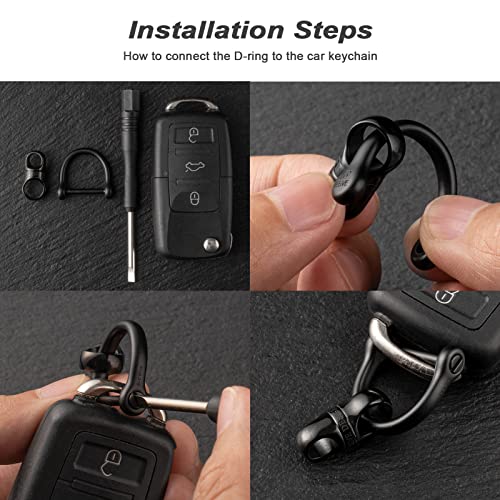 Tisur Titanium Key Ring, Key Chain Rings Heavy Duty Swivel Keyrings Carabiner Keychain For Men And Women Key Chain Assecories(1Pc Black Swivel+Dring L) #TOP5