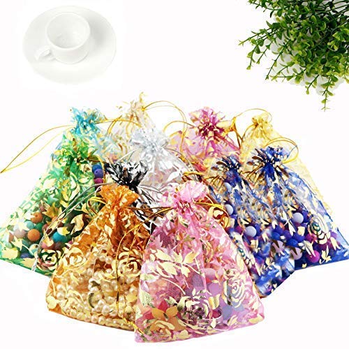 Image of Silk Beingelegant-Large Size Organza Favor Potli Bag Shagun /Return Gift /Dry Fruit Pouches 24X18 Cms Pack of 15 pieces,Multicolor