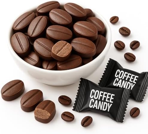 ZZLEEZYO Asian Special Sweets Hard Candy Shaped Coffee Bean Black Coffee Flavor 200 Count