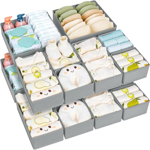 Homsorout Organizador de cajones para armario - Juego de 15 organizadores de ropa interior, almacenamiento Hemnes cómoda, cajones de tela, sistema de organización para pantalones, ropa, calcetines