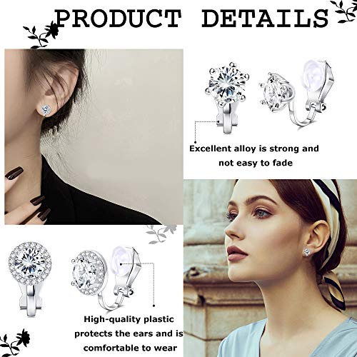 Ubjuliwa 6 Pairs Clip On Earrings For Women Fashion Hoop Cz Pearl Stud Earrings Women Clip On Earrings Set #TOP1