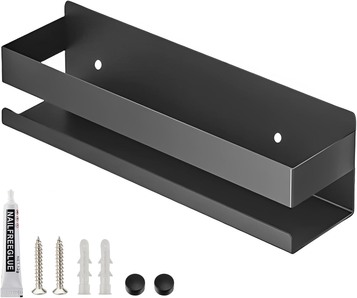 Floating Stainless Steel Shelves with Baking Paint Technique Rust Protection, Nail-Free Wall Mounted Spice Rack for Kitchen,Storage Organizer Shelves,Set of 1 Black Floating Stainless Steel Shelves with Baking Paint Technique Rust Protection, Nail-Free Wall Mounted Spice Rack for Kitchen,Storage Organizer Shelves,Set of 1 Black