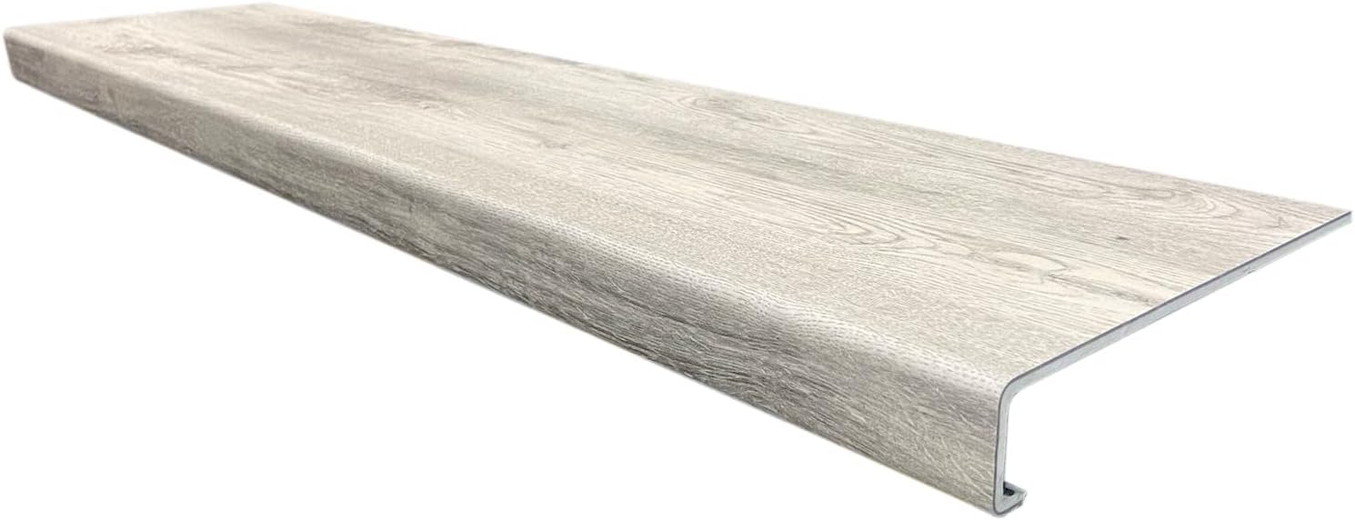 Step Solution Stair Treads and Filler Combo Kit - Vinyl Planks on Stairs - Match Home Depot Vinyl Floor Colors - Seamless Bullnose - 42" Length - Chiffon Lace Oak Tread (2 Pack)