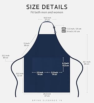 Syntus 2 Pack Adjustable Bib Apron Waterdrop Resistant with 2 Pockets Cooking Kitchen Aprons for Women Men Chef, Blue Dark, 33.07*27.17in