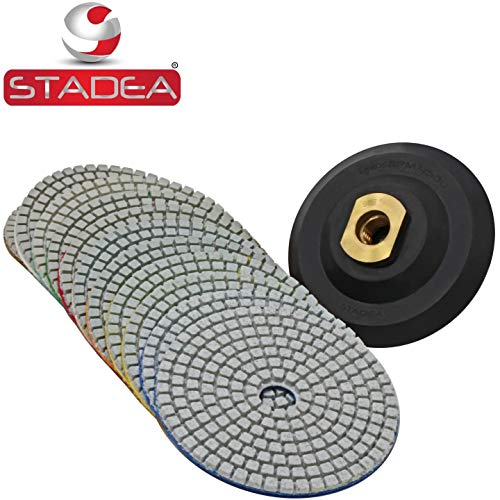 Stadea PPW182E Diamond Polishing Pads 4 Inch Wet Dry Set for Granite Quartz
