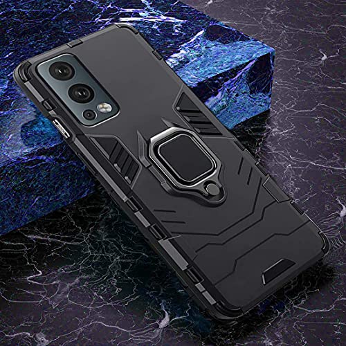 Image of Armor OnePlus Nord2 5G Defender Case | Rotating Ring Holder & Kickstand in-Built | Military Grade Armor | 360 Degree Protection Back Cover for OnePlus Nord2 5G (Black)