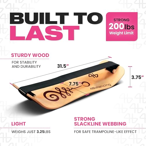 Image of Balance Board for Kids - Slackline Wooden Wobble Board | Balance Trainer for Coordination, Training for Skateboard, Snowboard, Football, Soccer, Baseball, Basketball