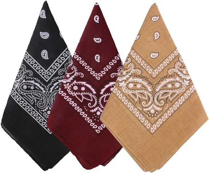 3 Pack Pure Cotton Paisley Pattern Bandanas Face Mask Square Scarf Headwear-image-15