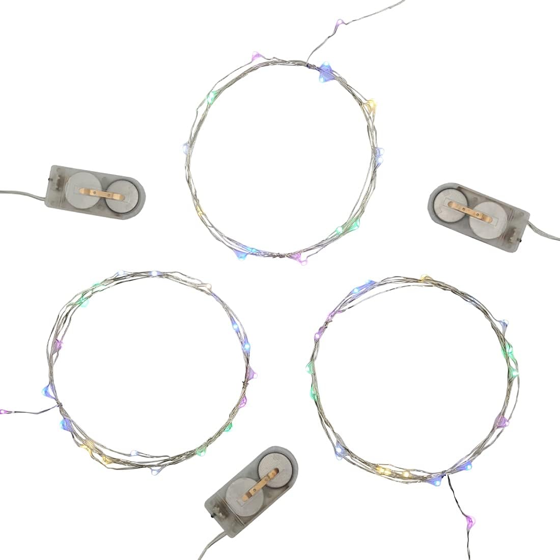 LumaBase Battery Operated LED Fairy String Lights, Multicolor - Set of 3