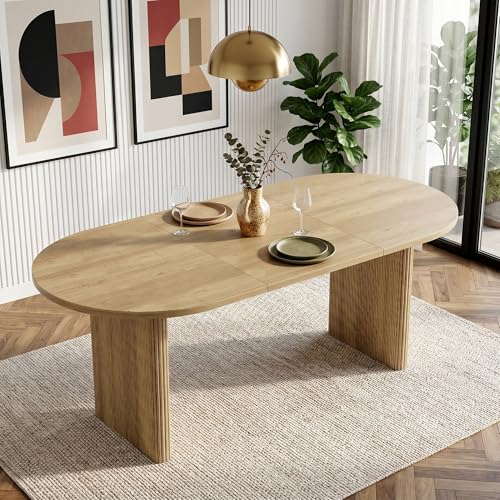 Image of FammyLoft Extending Dining Table 140-200cm for 6-8 People, Oak Color