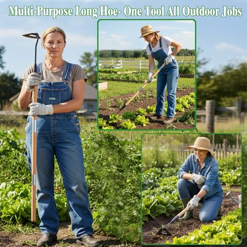 Gardening Tools Hollow Hoe, All-Steel Hardened Hollow Hoe with 55 Inch Long Handle, Sharp Edge Garden Weeding Tools, Garden Weeder Tool Shovel Weed Puller for Backyard Loosening Farm Planting Weeding