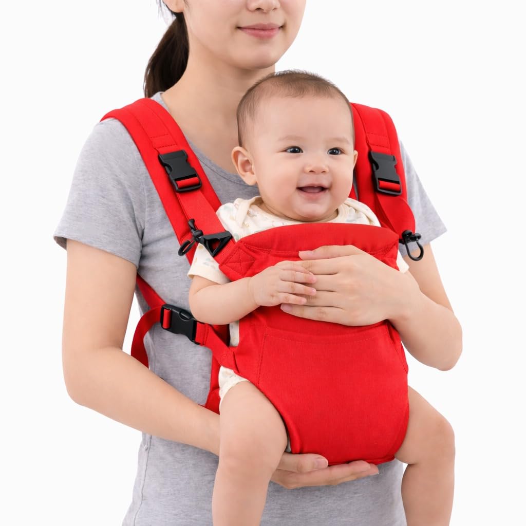 Baby Carrier Bag/Adjustable Hands Free, Baby sefty Belt/Child Safety Strip/Baby Sling Carrier Bag/Baby Back Carrier Bag (Navy Blue) (Red)-image-21