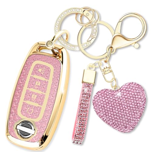Coque de clé Nissan évitant les rayures, avec porte-clés cœur anti-perte