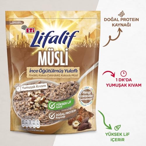 Eti Lifalif İnce Öğütülmüş Yulaflı Fındıklı, Kakao Çekirdekli, Kakaolu Müsli 250 g - Görsel 4