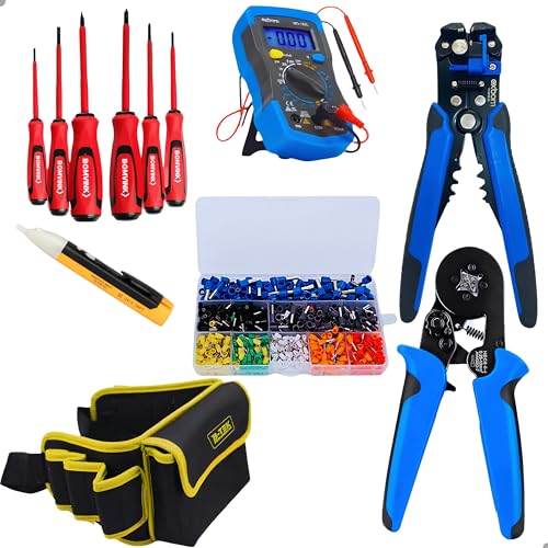 Conjunto de Equipamentos Eletricista Alicate Terminais Conectores, Jogo de Chaves de Fenda, Alicate