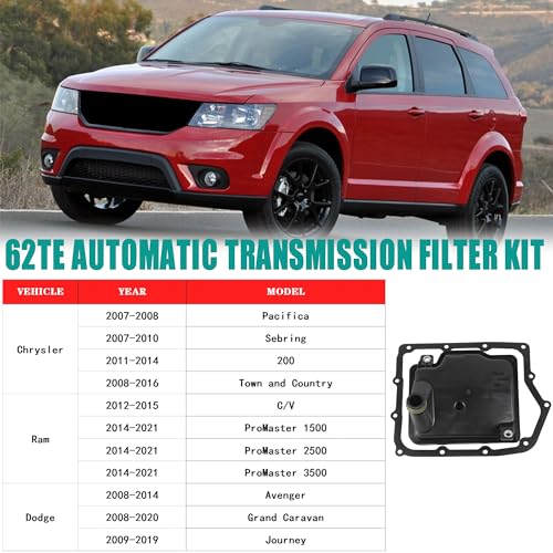 YzusGomumu 62TE Automatic Transmission Filter Kit Compatible with Dodge Avenger Grand Caravan Journey Chrysler Pacifica Sebring 200 Town and Country Ram C/V ProMaster Replaces 68018555AA FT1240 58128 - Thumbnail 3