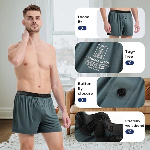 Image of BAMBOO COOL Mens Boxer Shorts Underwear Soft Comfortable Breathable Knit Boxers Short for Men (3 or 5 Pack)