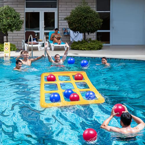 Pool Toys Games Set- Tic-Tac-Toe Inflatable Pool Toy with 10 Balls - for Adults Teens Kids 2-10 Players - Image 5