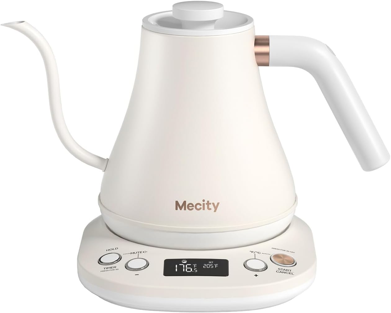 Electric Gooseneck Kettle With Keep Warm Function & LCD Display Automatic Shut Off Coffee Kettle Temperature Control Pour Over Kettle 1200 Watt, 0.8L, 120V, Off White
