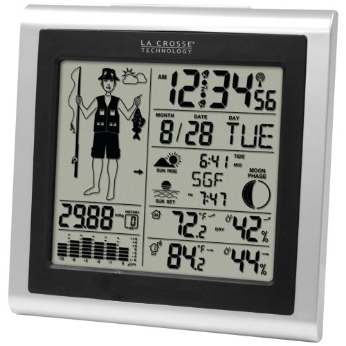 La Crosse Technology 308-1451 Atomic Forecast Station with Fisherman Icon, In/Out Temperature,...
