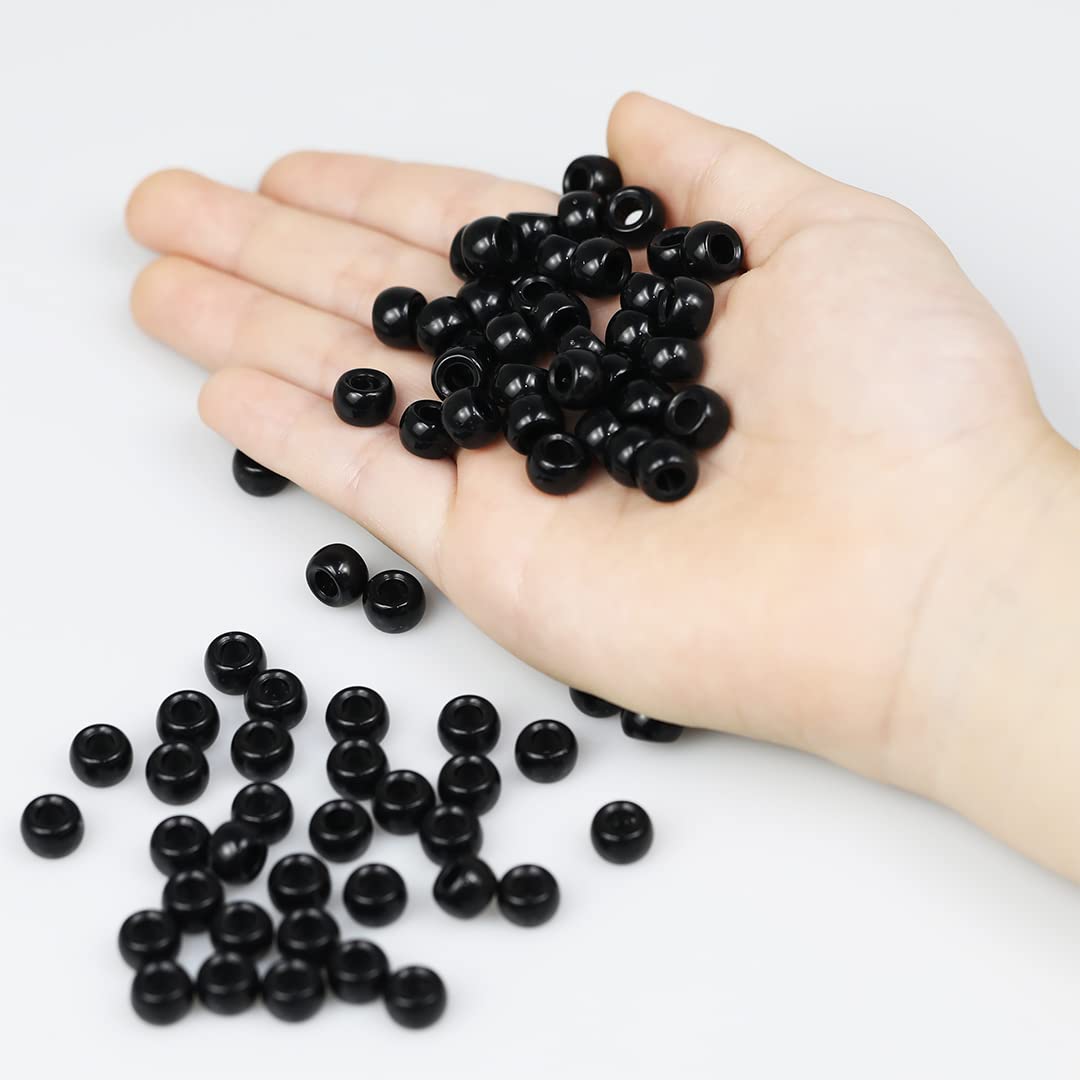 VOOMOLOVE 1000PCS Black Pony Beads - Bracelet & Hair Braids Beads for Crafts - 6x9mm, Small - Image 2