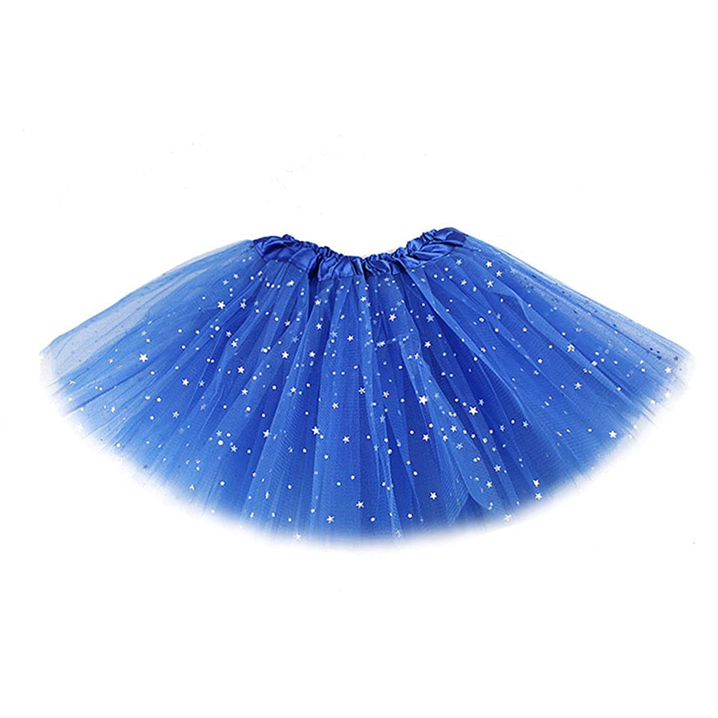 Girls Glitter Tulle Skirt Tutu Skirt Soft Petticoat Sequin Star Mini Skirt Ballet Dance Skirt Dance Dress Princess Skirt Performance Clothes for Party Stage (Blue,)