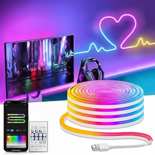 Desidiya® RGB Neon LED 5Mtr Strip Light with App & Remote Control | Music Sync | USB Powered | Waterproof & Flexible Led Rope Light Room, Gaming, Party, Diwali & Home Decoration Ceiling Strip Lights view 1