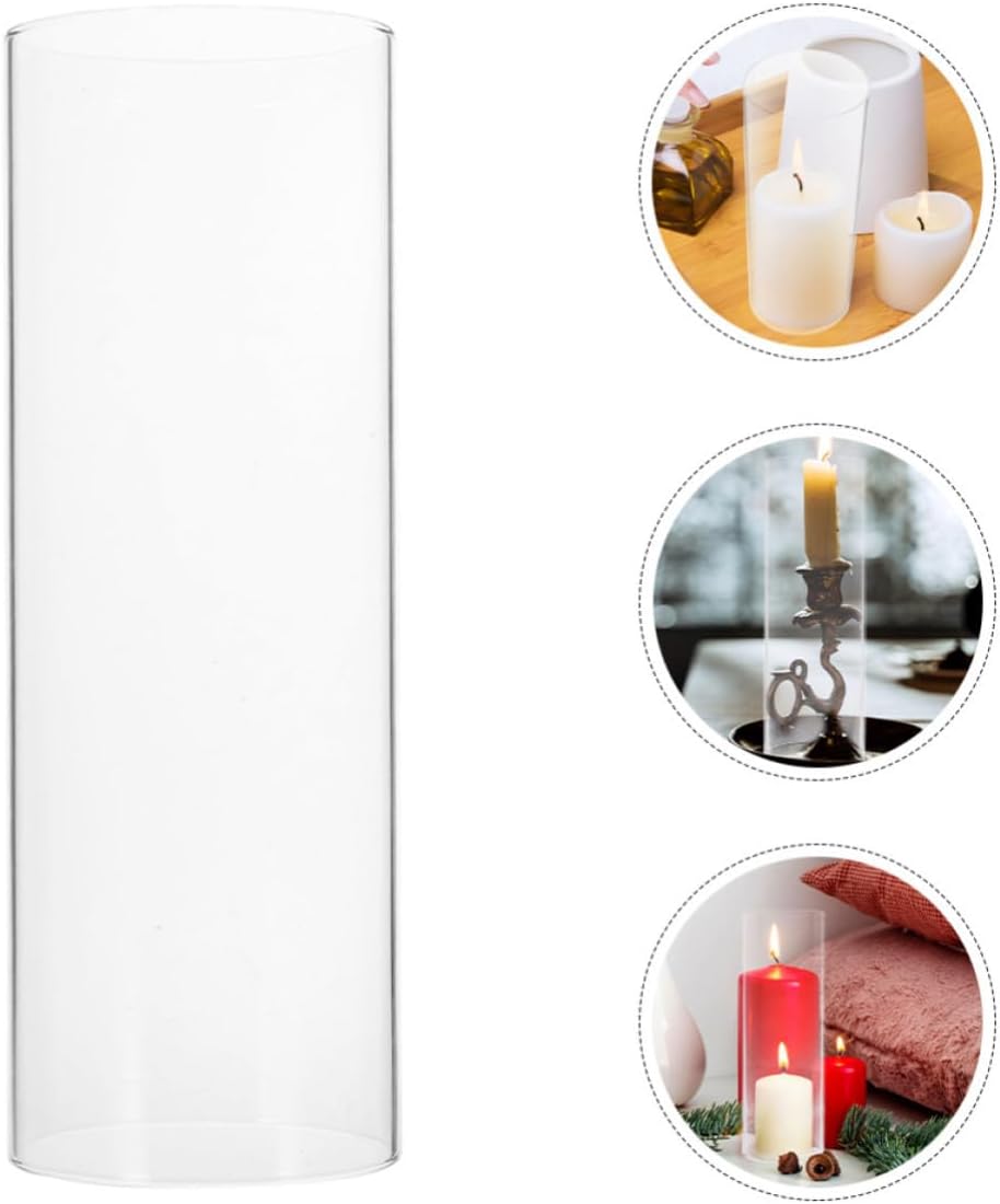 Glass Candle Covers Sleeves with Windproof Design, Cylindrical Glass Candle Shades for Desktop Use, Versatile Fit for Weddings and Homes, Minimalist Vintage Style