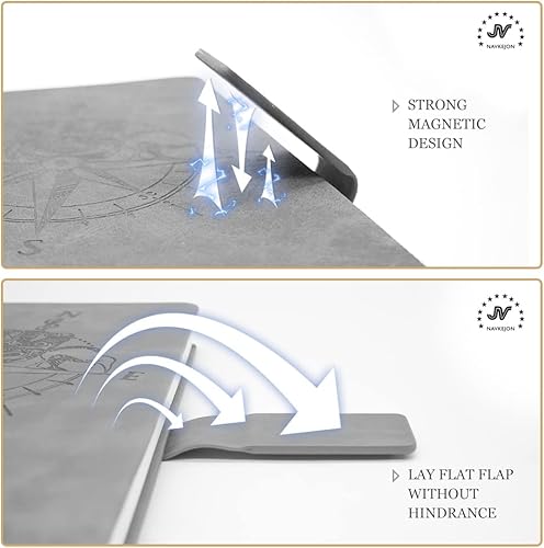 Miniatura 4 de Cuaderno de tapa dura de piel sintética, brújula de tótem, agenda de aspecto antiguo, solapa con imán de 0.315 in, páginas forradas con marcadores,