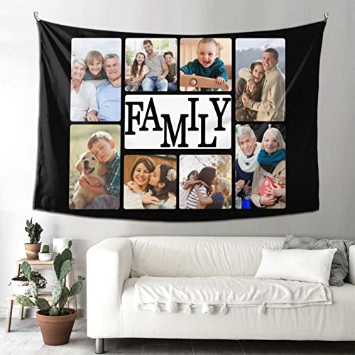 SIMIEEK Custom Wall Tapestry Upload Images Customized Tapestry Blanket Backdrop with Photos Collage for Bedroom Wall Hanging Decor Wedding Birthday Valentine's Day Gift, 30 to 80 Inches