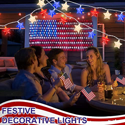 Couah Red White And Blue Lights 8.5Ft, 4Th Of July Lights 10 Star String Lights Patriotic Lights Plug In Indoor And Outdoor For Memorial Day Independence Day 4Th Of July Decorations #TOP7