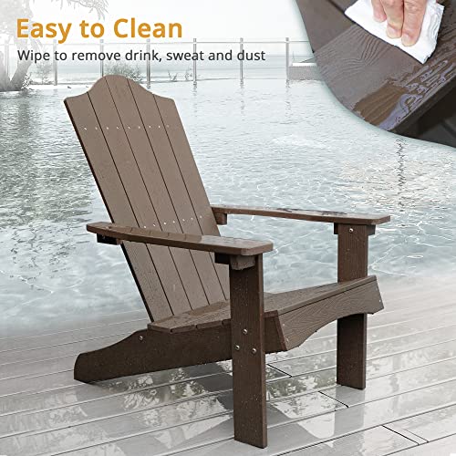 Lue Bona Adirondack Chairs Set Of 2, Dark Brown Poly Adirondack Chair, Modern Plastic Adirondack Fire Pit Chairs Weather Resistant For Patio, Porch, Deck, Pool, Garden, Backyard #TOP4