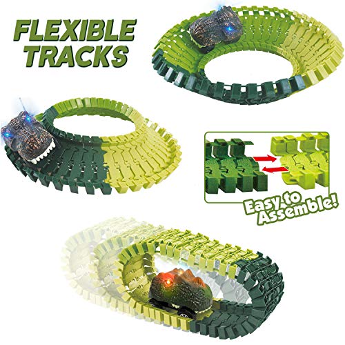 HOMOFY Dinasors Race Track Toys for 6-8 Years Old Kids 142Pcs Flexible Trains Tracks with 44pcs Accessories Create A Dinosaur World Dinasors Gift Toys for 4 5 6 7 8Year Old Boys and Girls - Thumbnail 7