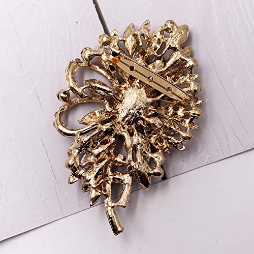 Image of SELOVO Big Large Flower Bow Brooch Scarf Decoration Brooch Pin Gold Tone