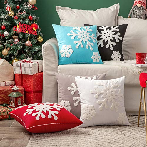MIULEE Snowflake Pillow Covers – Embroidered Holiday Decor - Image 4