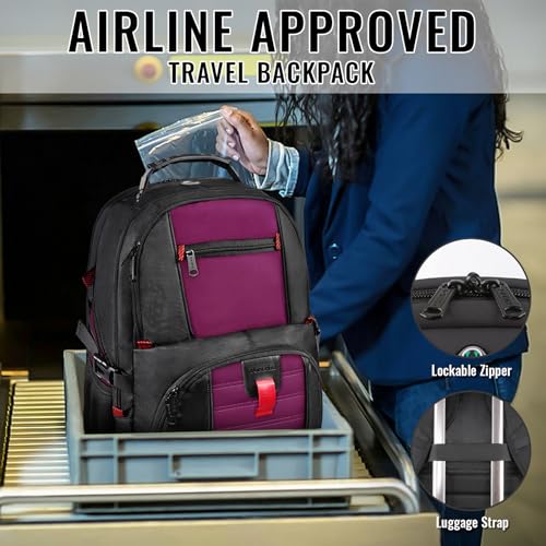 Image of College Backpack, Extra Large Backpacks with USB Charging Port and Luggage Sleeve for Women and Men,TSA Friendly Travel Laptop Backpack,Anti-Theft Business Laptop Backpack Fits 17 Inch Laptops-Purple