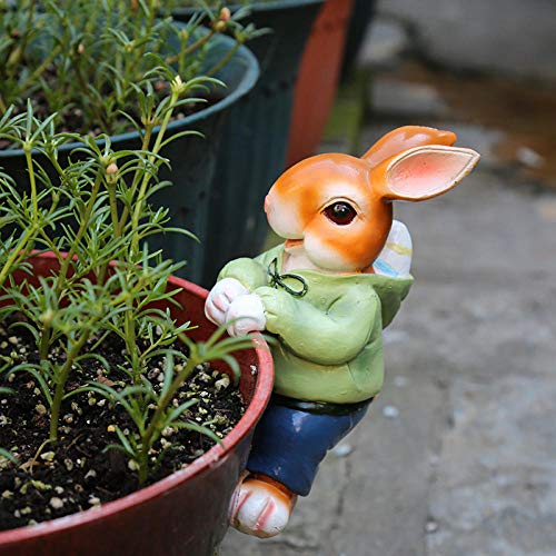 Sculpture lapin suspendue pour jardinière et cour fleurie