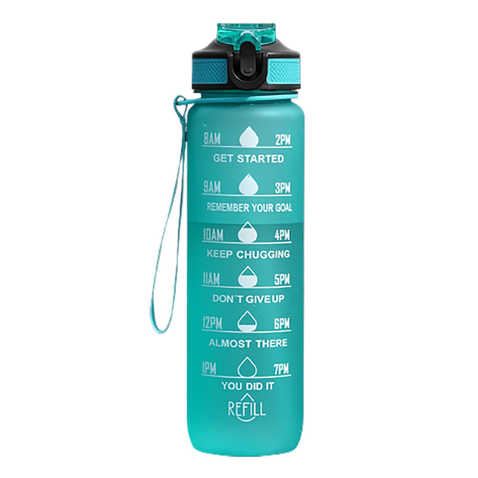 Vermon 32oz Leakproof Water Bottle with Time Marker & Straw Lid, 1L Large Capacity Motivational Water Bottle for Office, Gym, Outdoor Sports, Camping, BPA & Toxic Free (32oz Green)