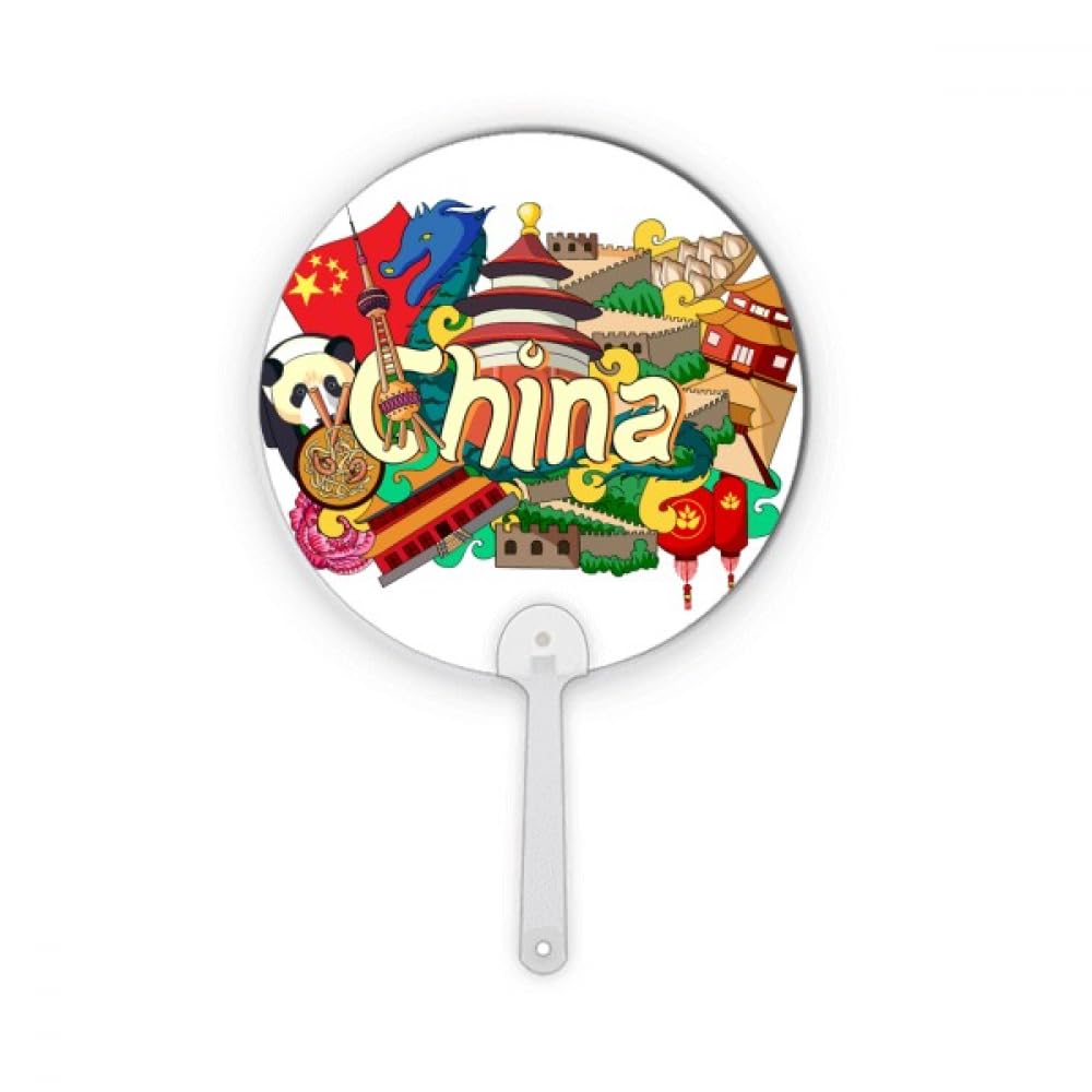 Éventail panda pour décoration murale asiatique, artisanat rond en plastique durable