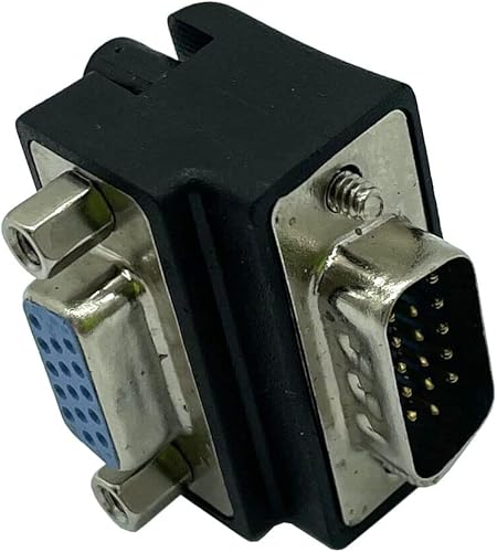 Miniatura 2 de Conector cambiador de acoplador VGA de 15 pines de 90 grados, adaptador de cable VGA macho a hembra de 15 pines adecuado para monitor LCD TV