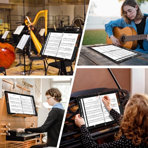 Sheet Music Folder, 13\"x10.2\" Choral Muisc Folder with Hand Strap, 3 Ring Music Folder with 30 Music Binder Bag Black PU Leather Choir Folder for Marching Band Piano Fits Letter Size 8.5x11 Inch - Thumbnail 6