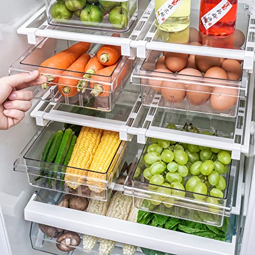 YekouMax Organizador Frigorifico, Organizador de Nevera, Almacenaje Nevera, Organizador Transparente, Adecuado para el Almacenamiento de Verduras, Frutas, Bocadillos (2 cajones, grandes) - imagen 7