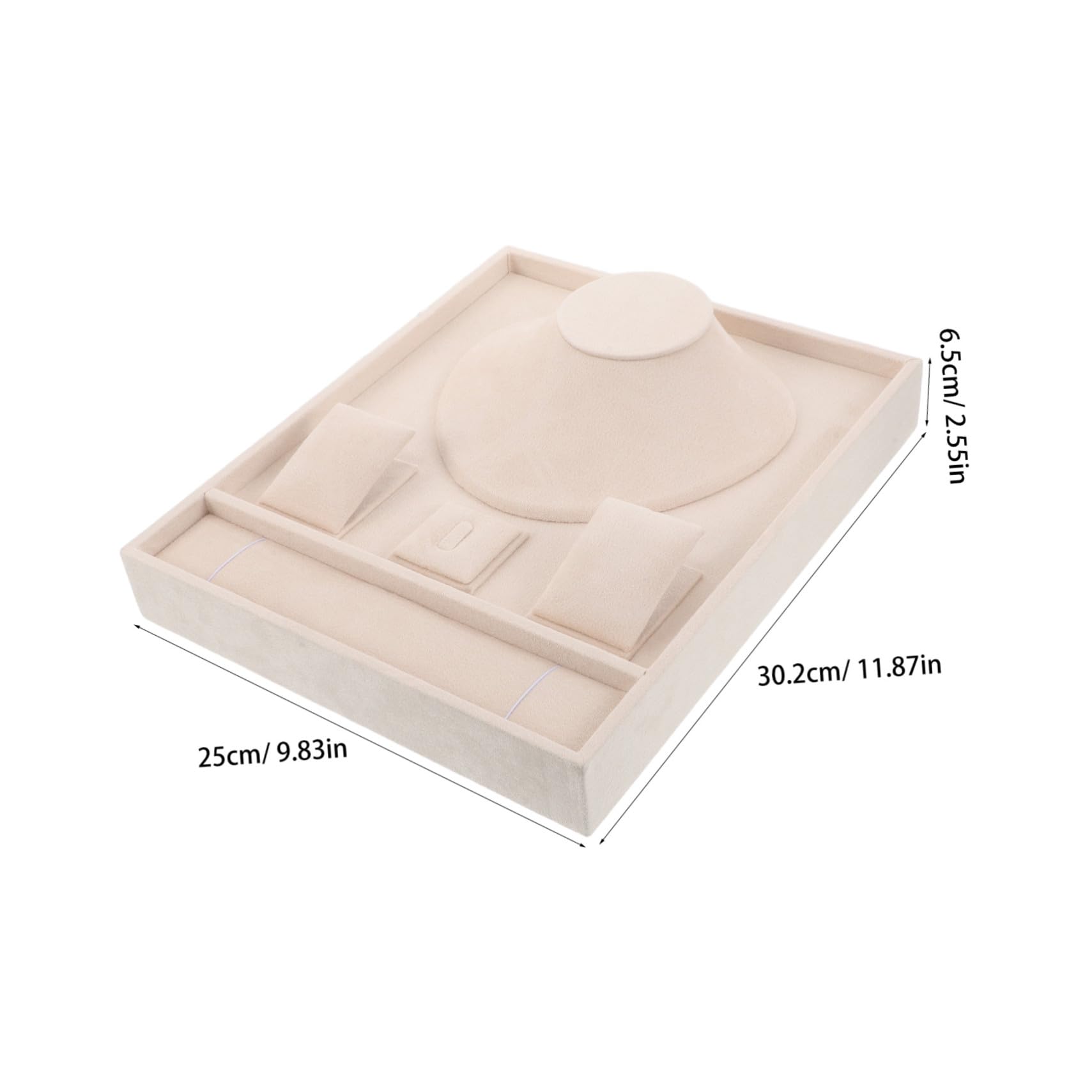 GALPADA Vassoio Portagioielli 5 Cm Bianco in Velluto 30, 2x25x6 | Anelli e Collane, Design Multiuso, Adatto a Matrimoni e Feste, Struttura Impilabile