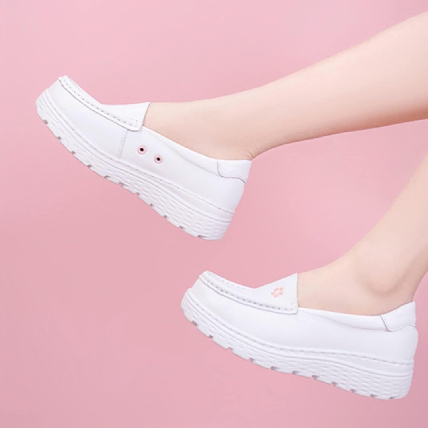 White Nursing Shoes Women,Comfortable Oil and Slip-Resistant Nurse Shoes for Women,Lightweight Loafer Waterproof Work Shoes,for Medical Workers,Doctors